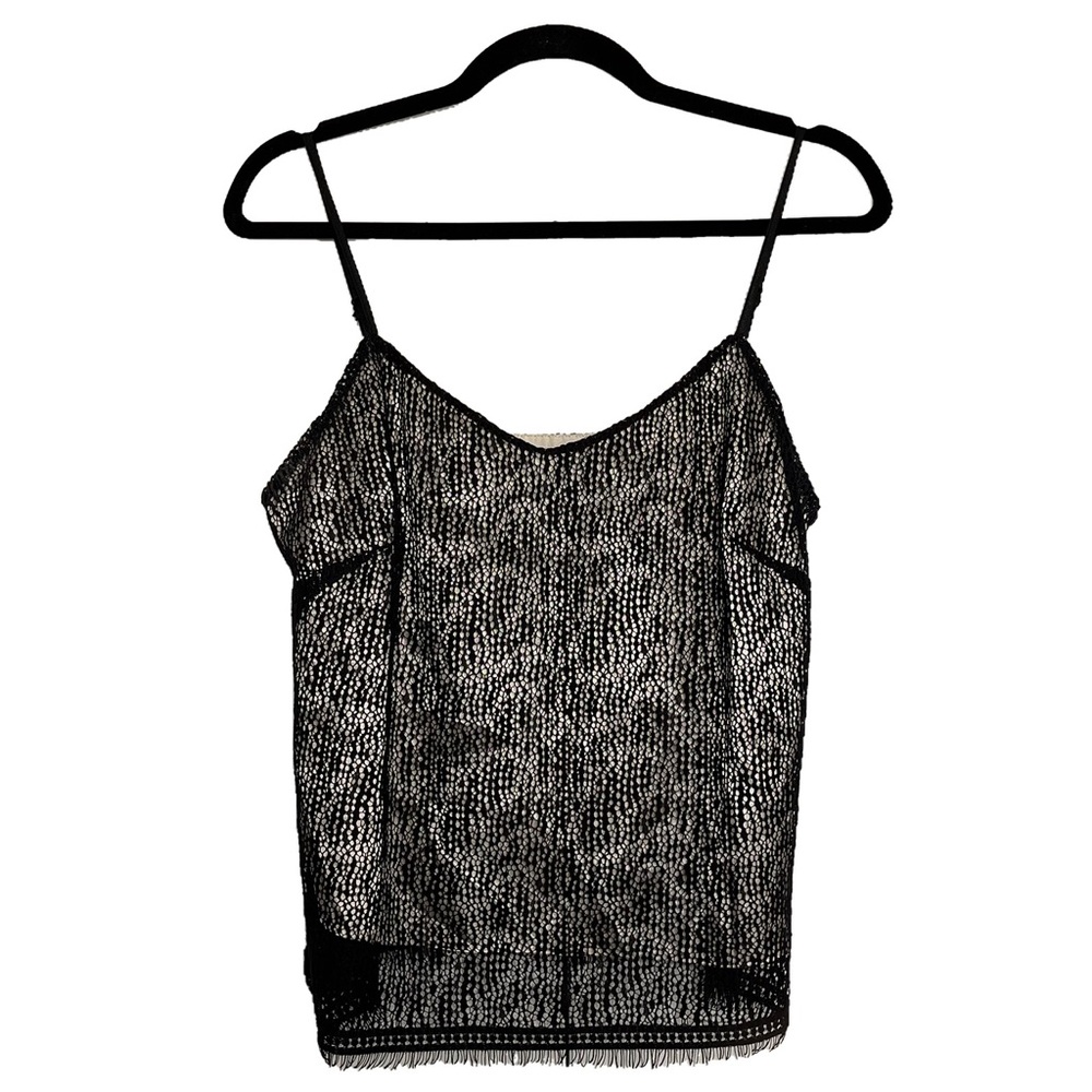 DKNY black lace over cream tank top size M